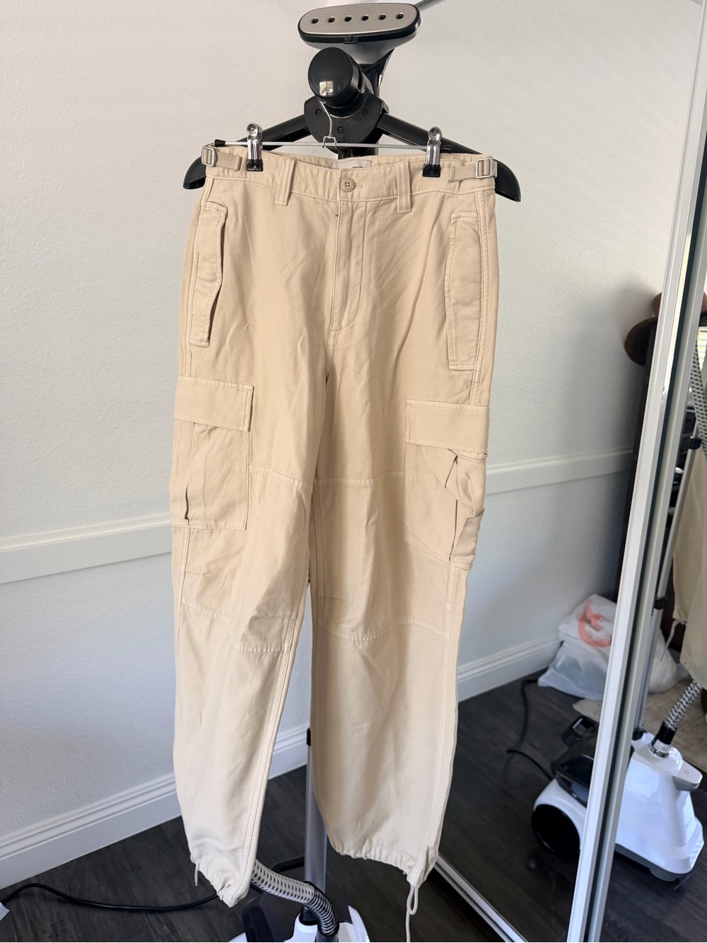 TNA Beige Straight-Leg Cargo Pants